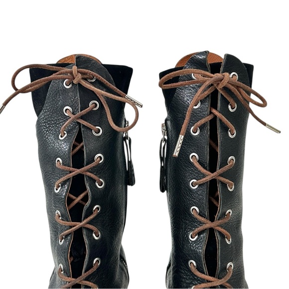 Free People We The Free Canyon Black Pointed Toe Leather Lace Up Boots sz 10 - Picture 4 of 11